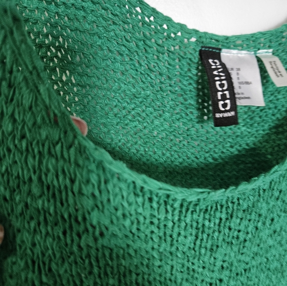 H & M Light Knit Grern Crochet Tank Top Sz 8 - Picture 3 of 6